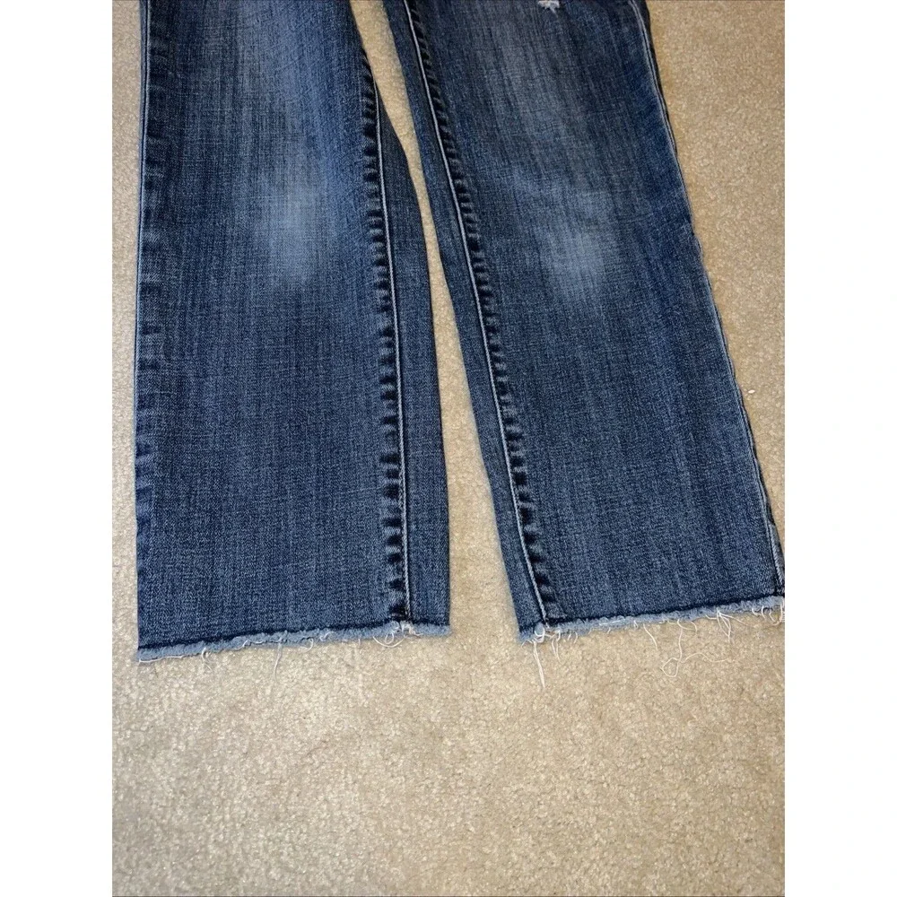 Talbots Slim Jeans Women's Size 4 Blue Stretch Denim Pants Frayed Hem